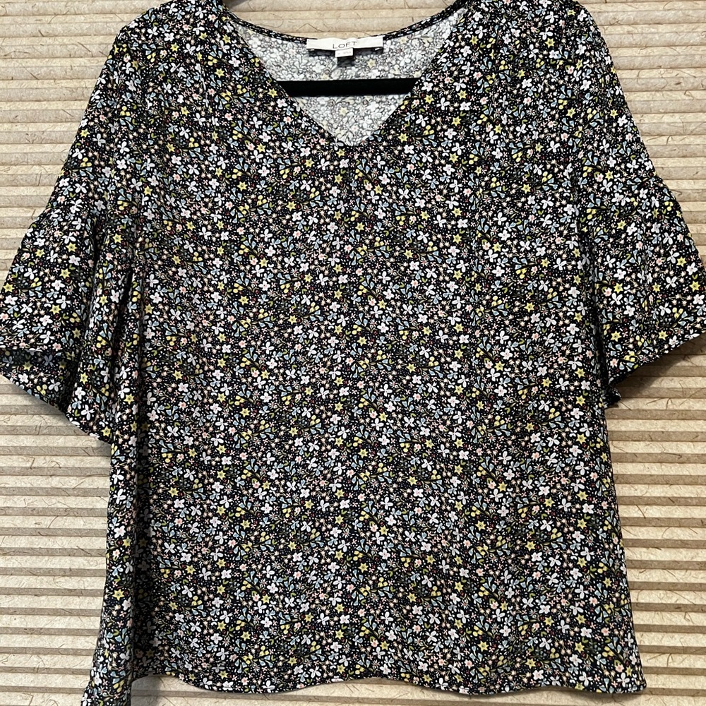 Ann Taylor/Loft top, with knit back and polyester front.